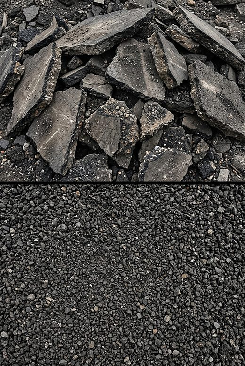 Asphalt — before and after processing with VANROCK attachments